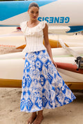 Button Front Skirt, Asterias Blue