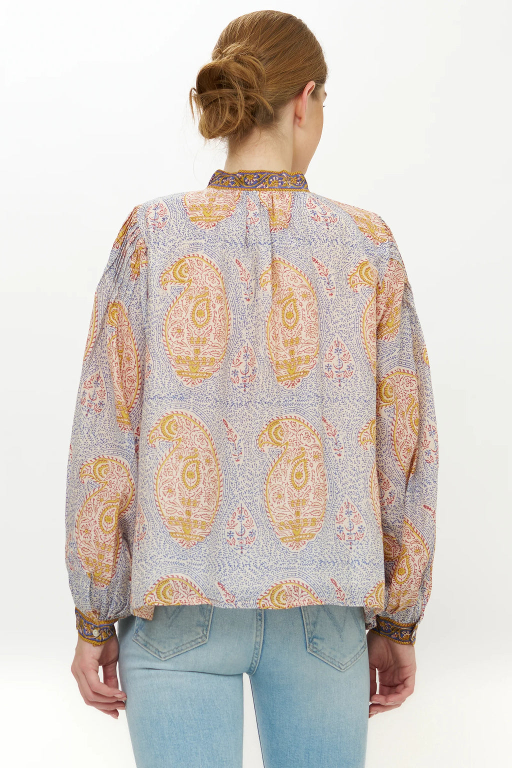 Mandarin Pintuck Blouse, Samode Cobalt