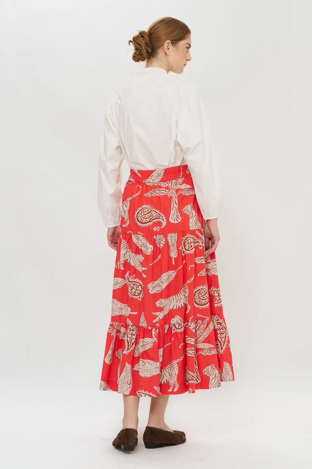 Button Front Skirt, Bengal Brick