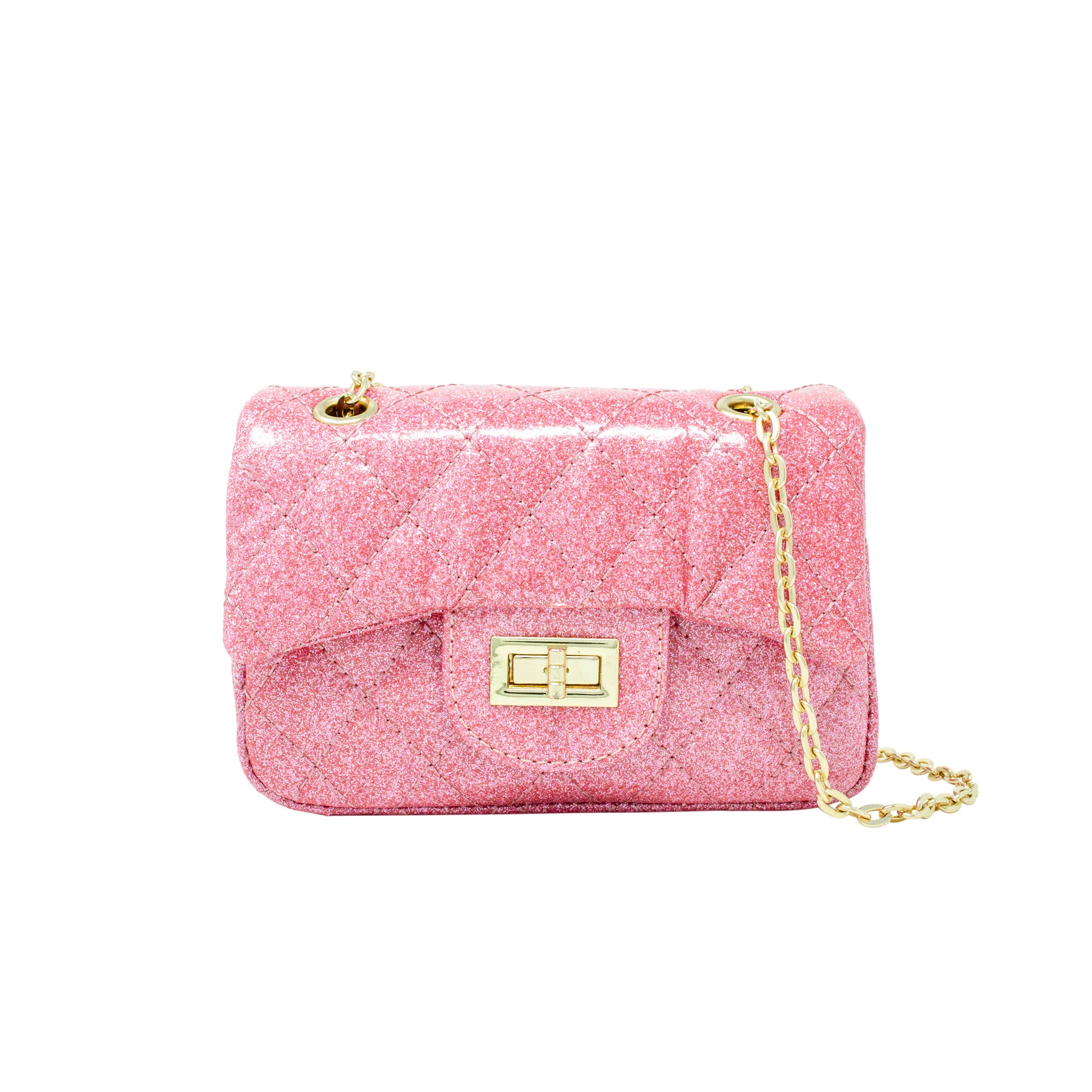 Classic Quilted Sparkle Mini Bag, Pink