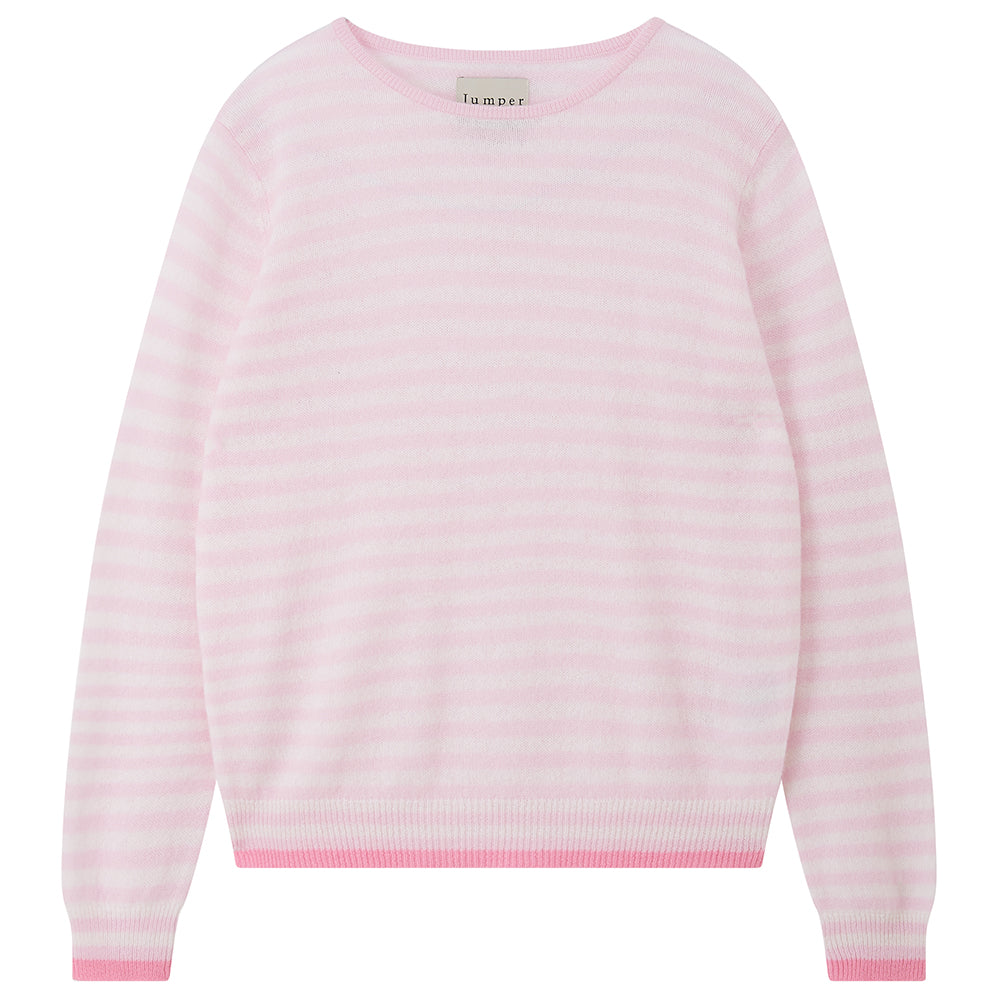 Tipped Little Stripe Crew, Pink