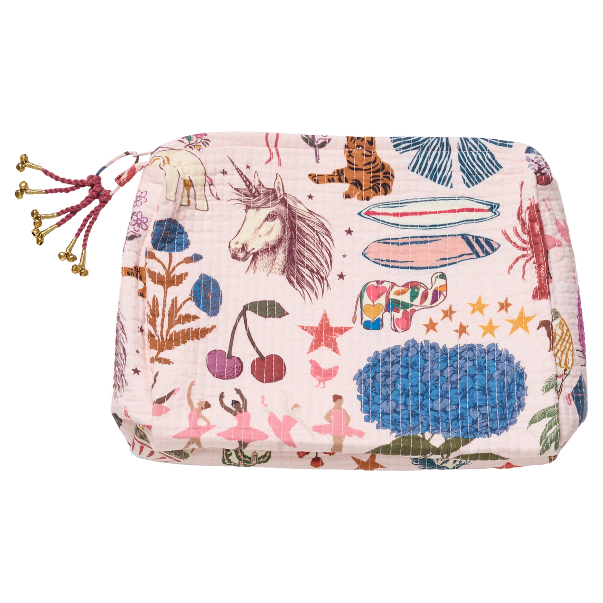 Large Quilted Pouch, 20 Years of Pink Chicken