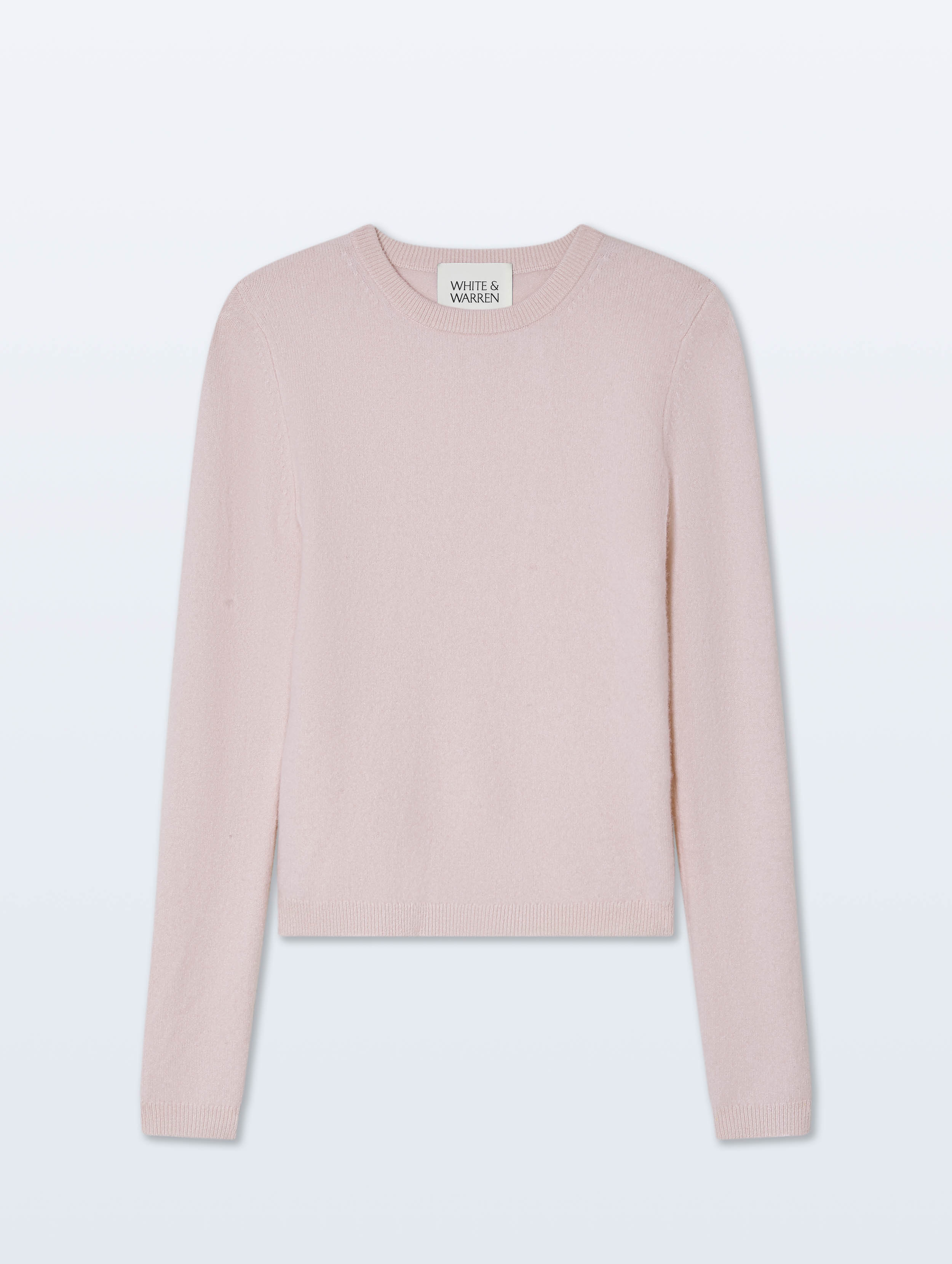 Cashmere Fitted Crewneck, Pink Sand