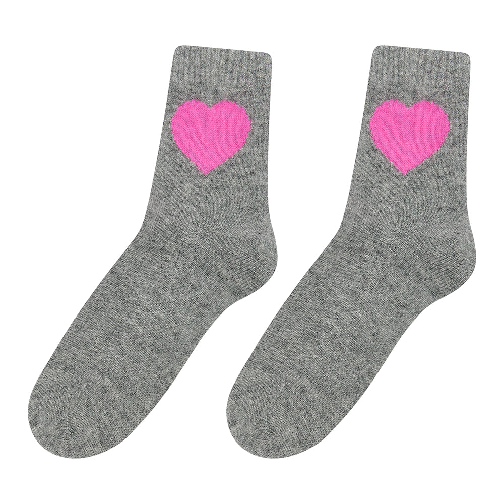Heart Socks, Grey & Diva Pink
