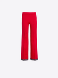 Straight Leg Trousers with Hem Detail, Red
