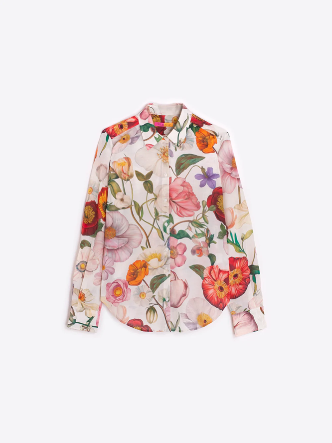 Gaby Illustrated Floral Print Shirt