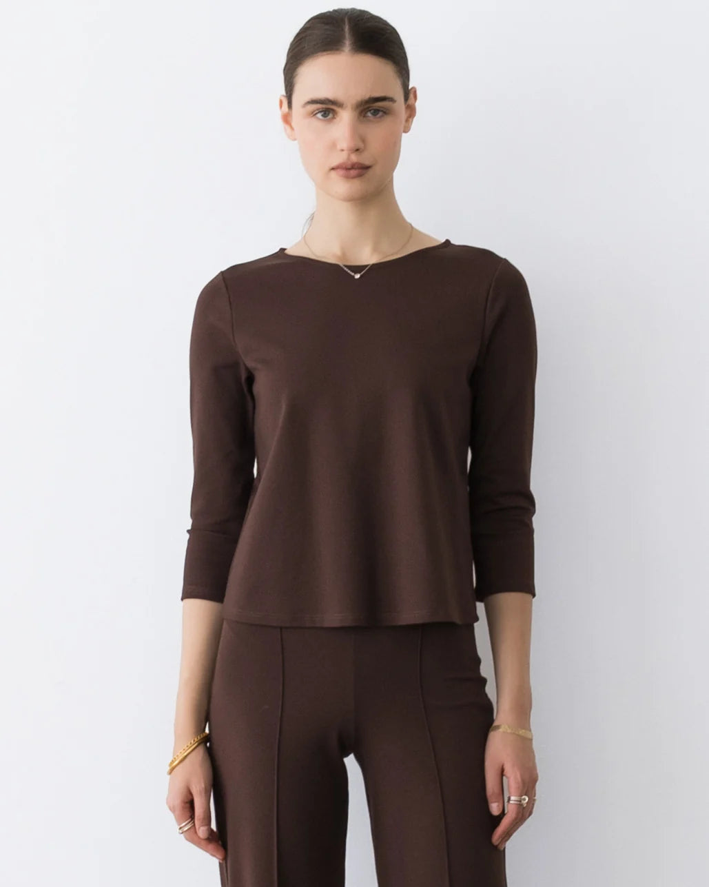 Ponte Knit Extended 3/4 Sleeve Top