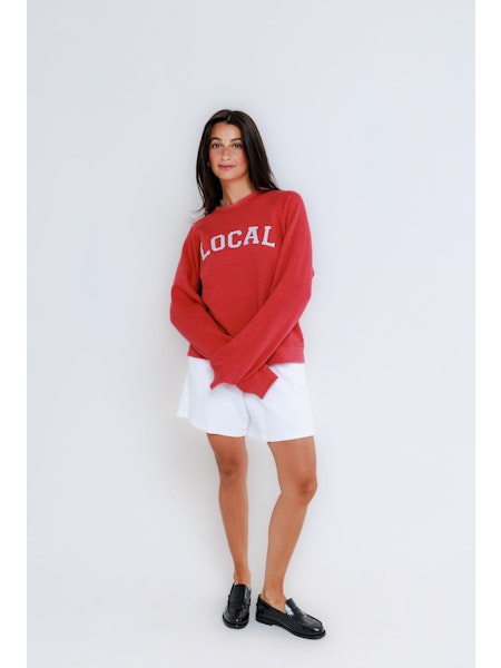 Local Raglan Crew, Heathered Red