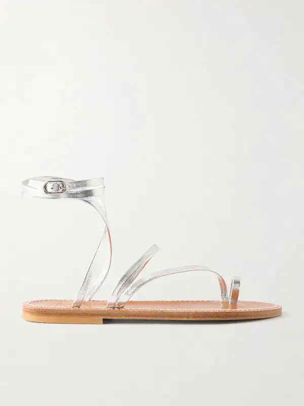 Widow Sandals, Metallic Silver