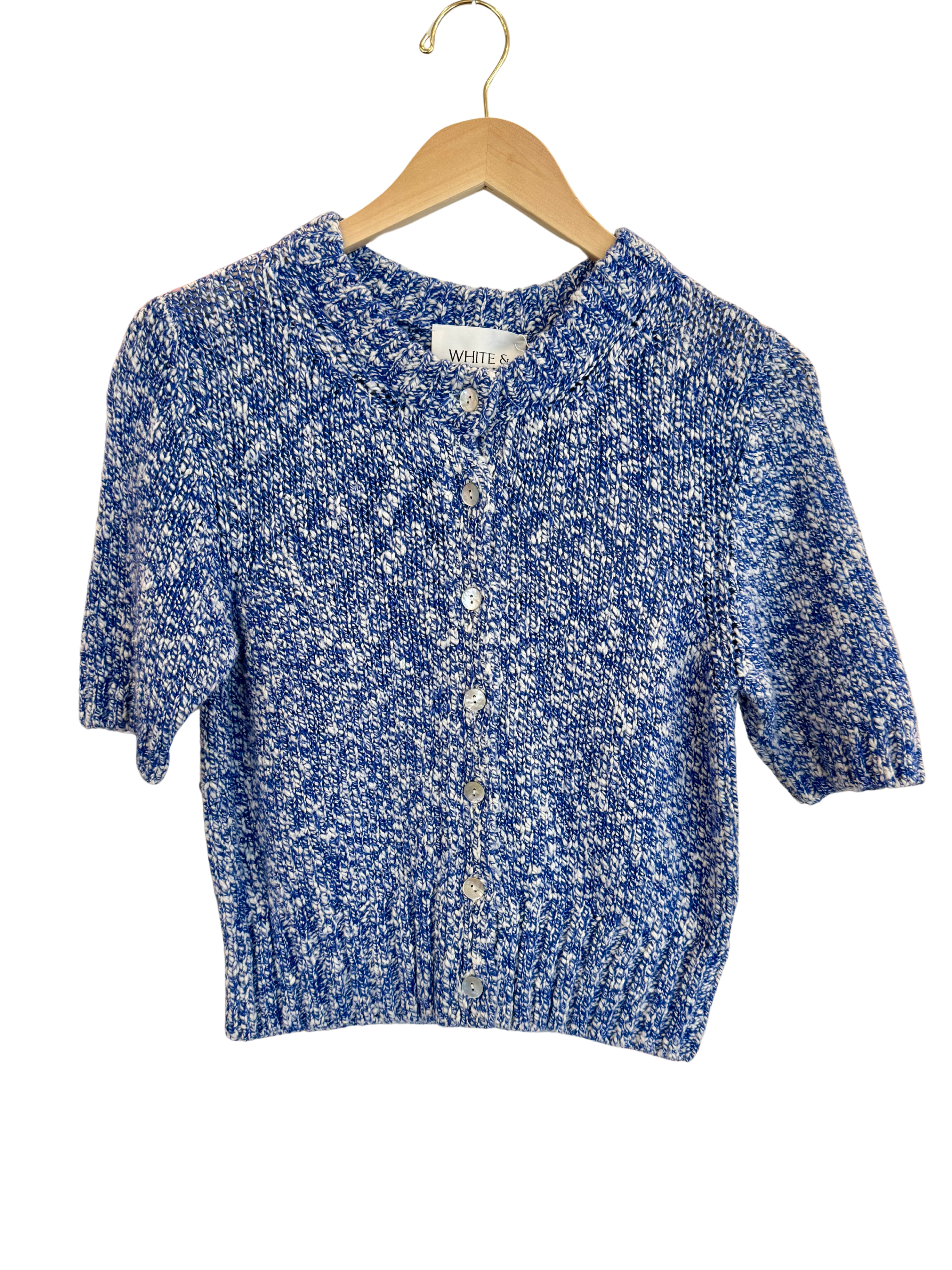 Marled Cotton Blend Top, Blue Indigo