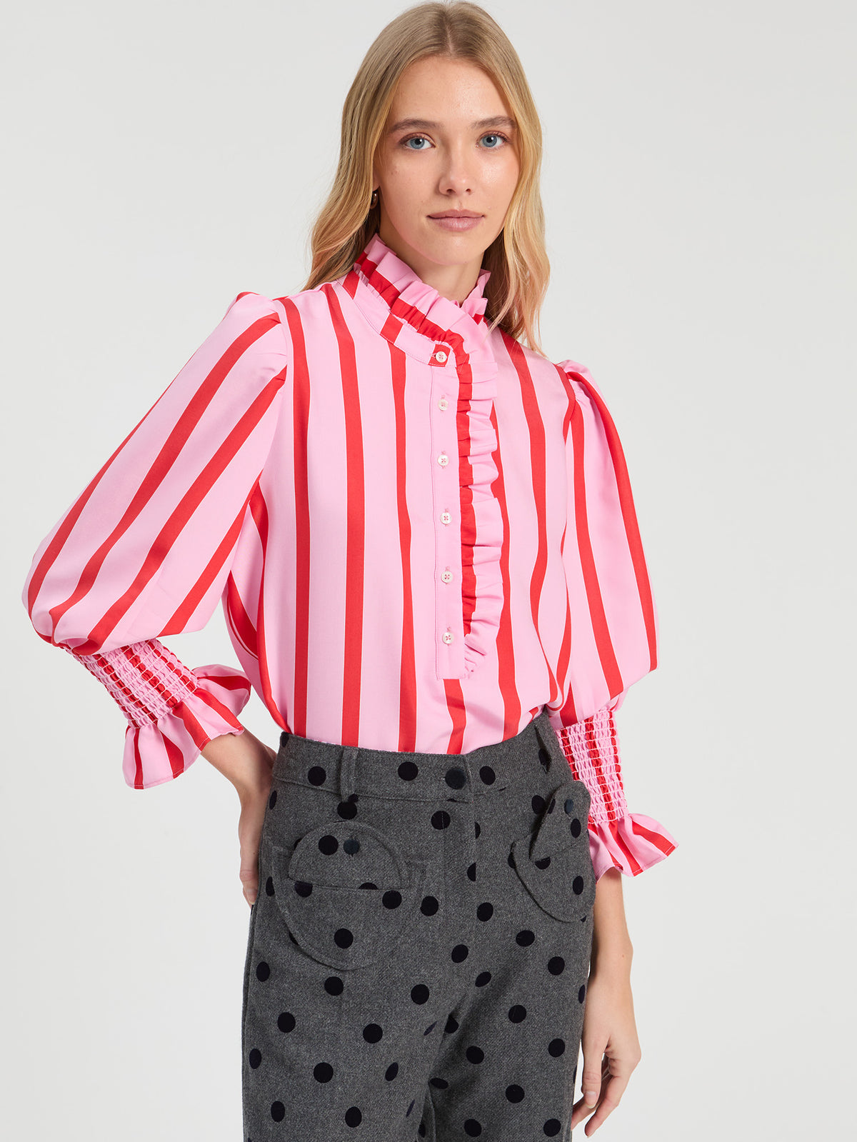 Gomitas Striped Ruffle Blouse
