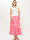 Button Front Skirt, Raton Pink