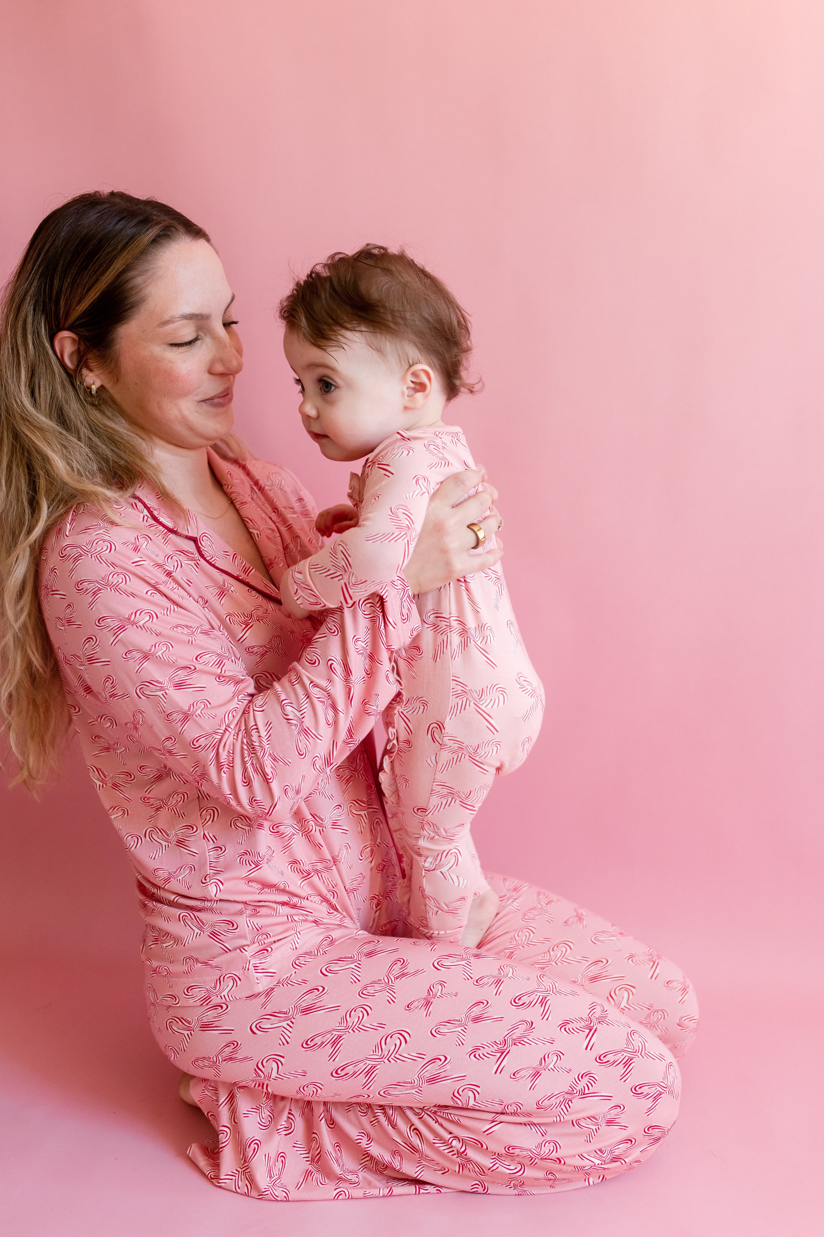Women's Bamboo PJ Set Candy Cane Bows