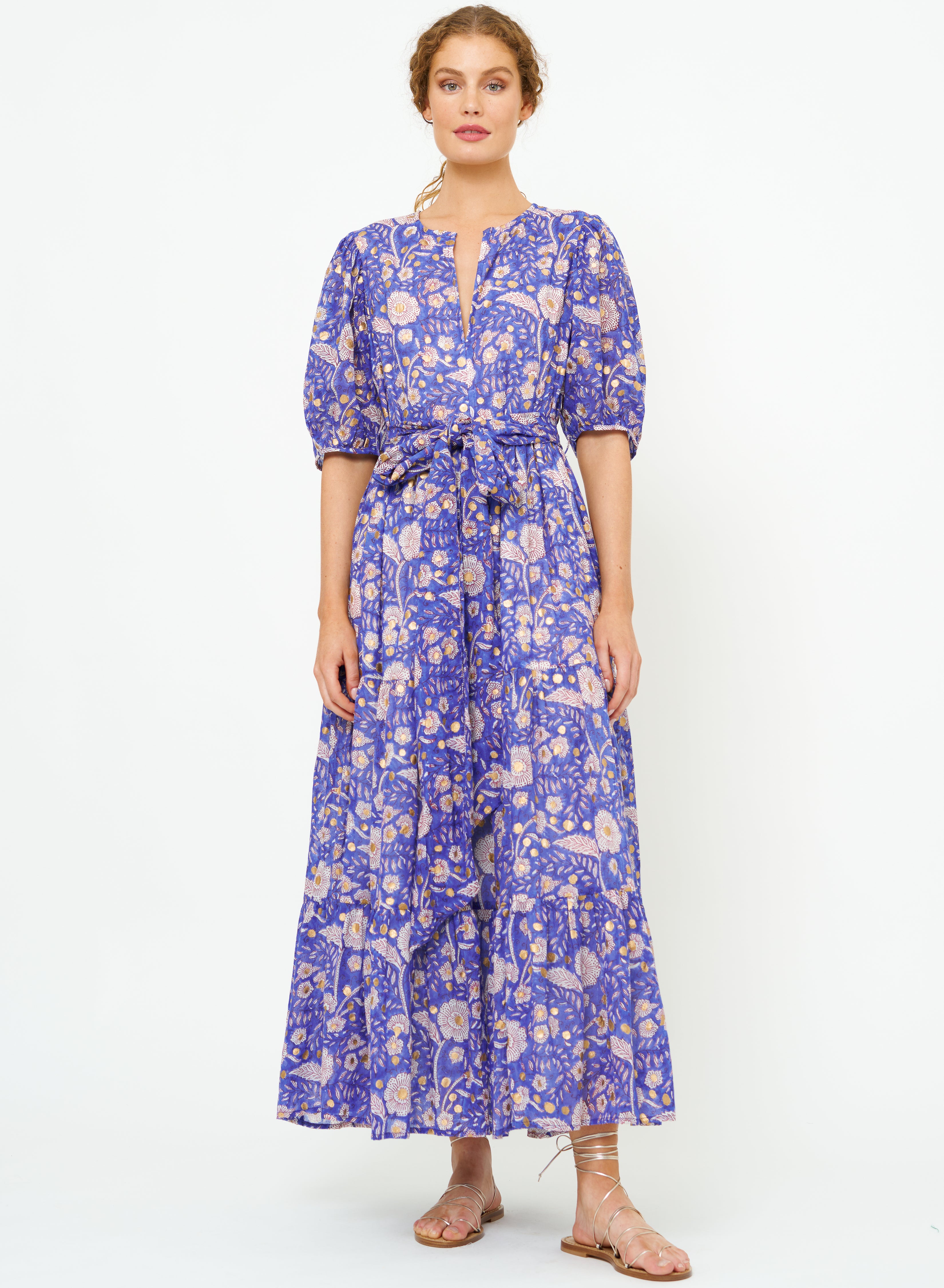 Belted Puff Sleeve Maxi Carolina Cobalt – Tommy's Folly Boutique