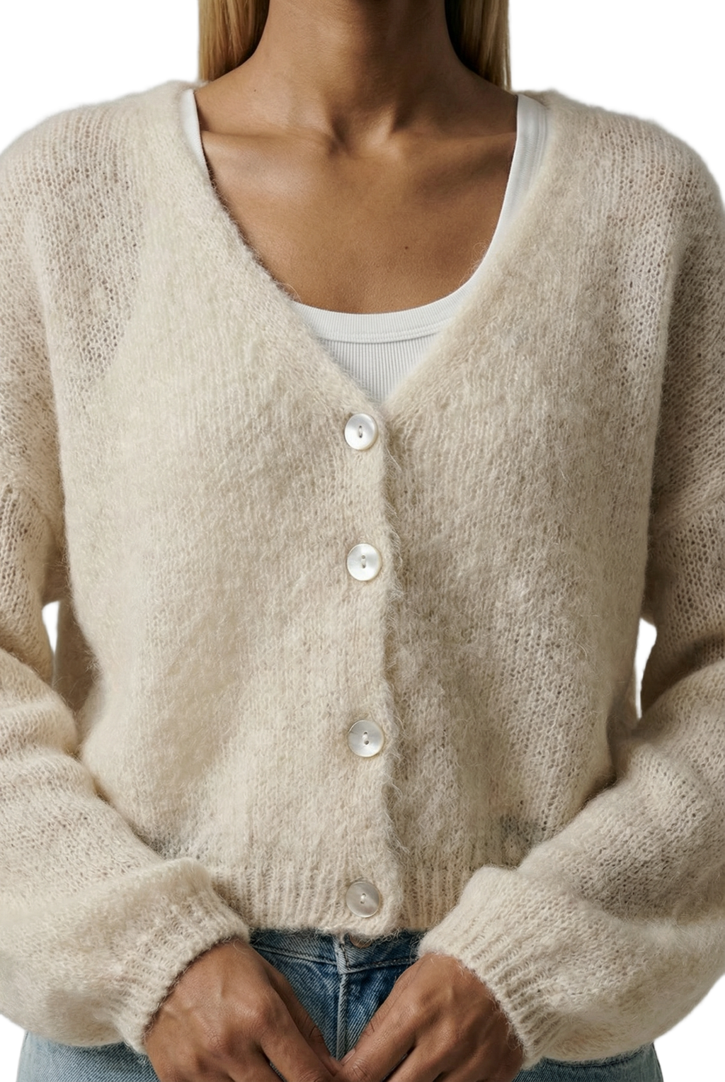 Cornelia Cropped Cardigan, Beige