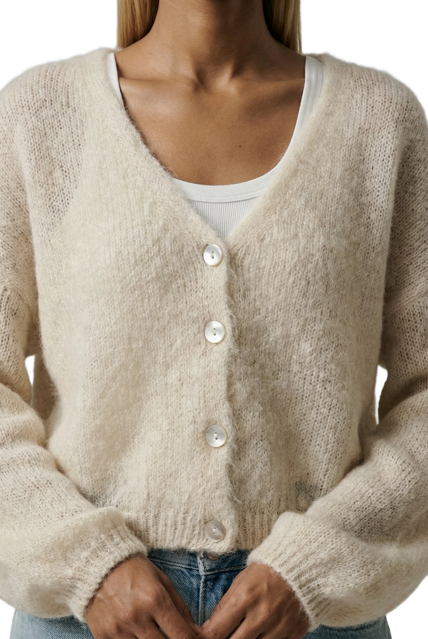 Cornelia Cropped Cardigan, Beige