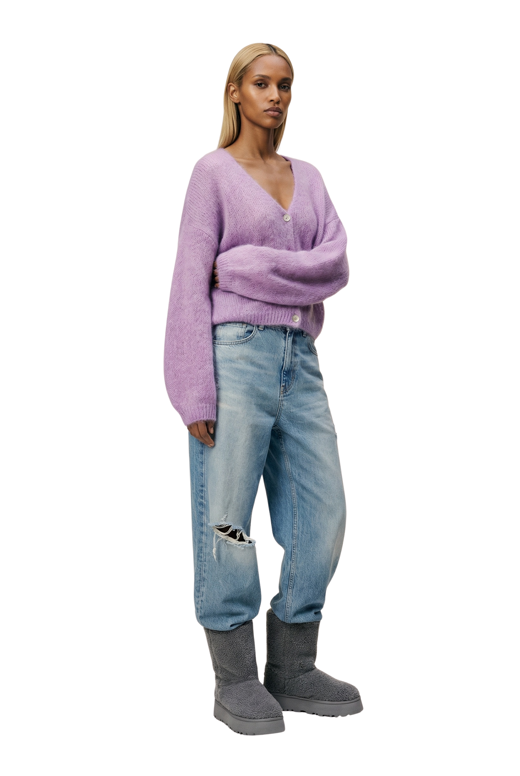 Cornelia Cropped Cardigan, Light Purple