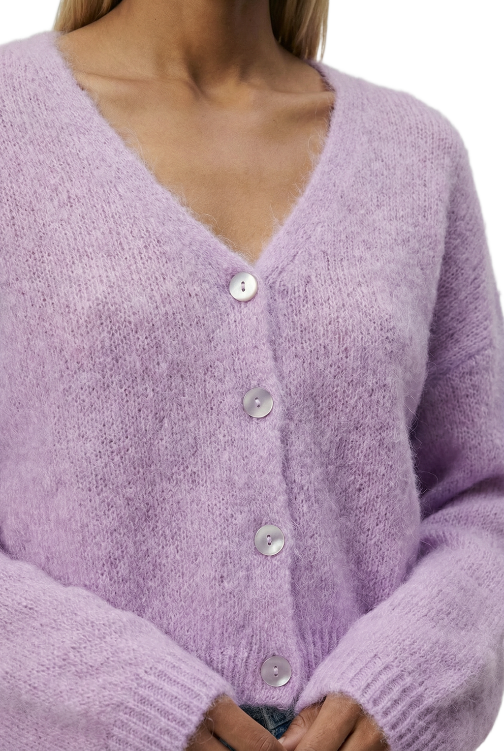 Cornelia Cropped Cardigan, Light Purple