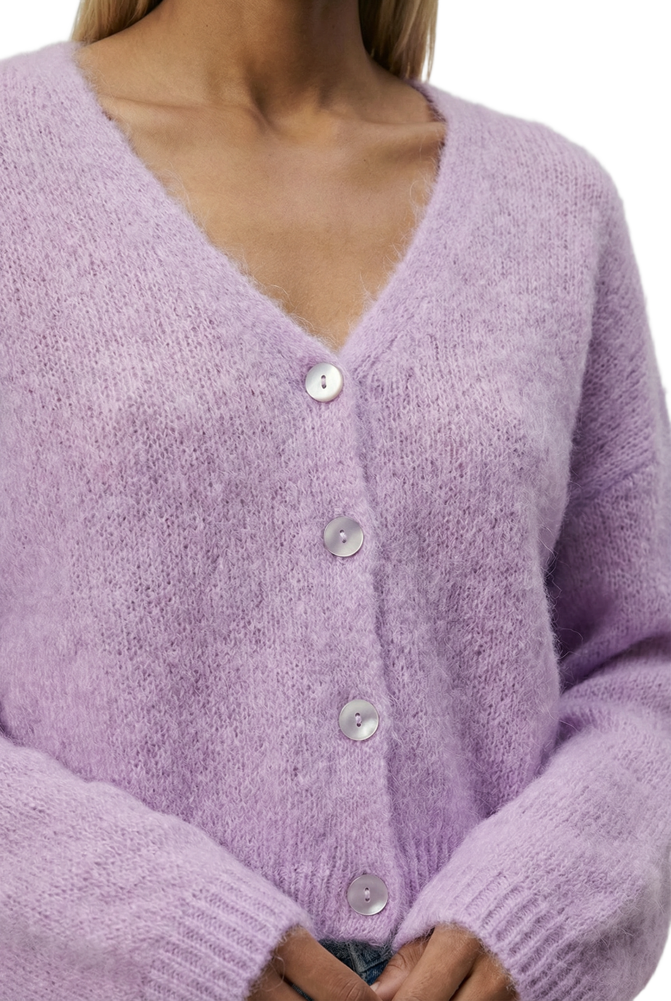 Cornelia Cropped Cardigan, Light Purple