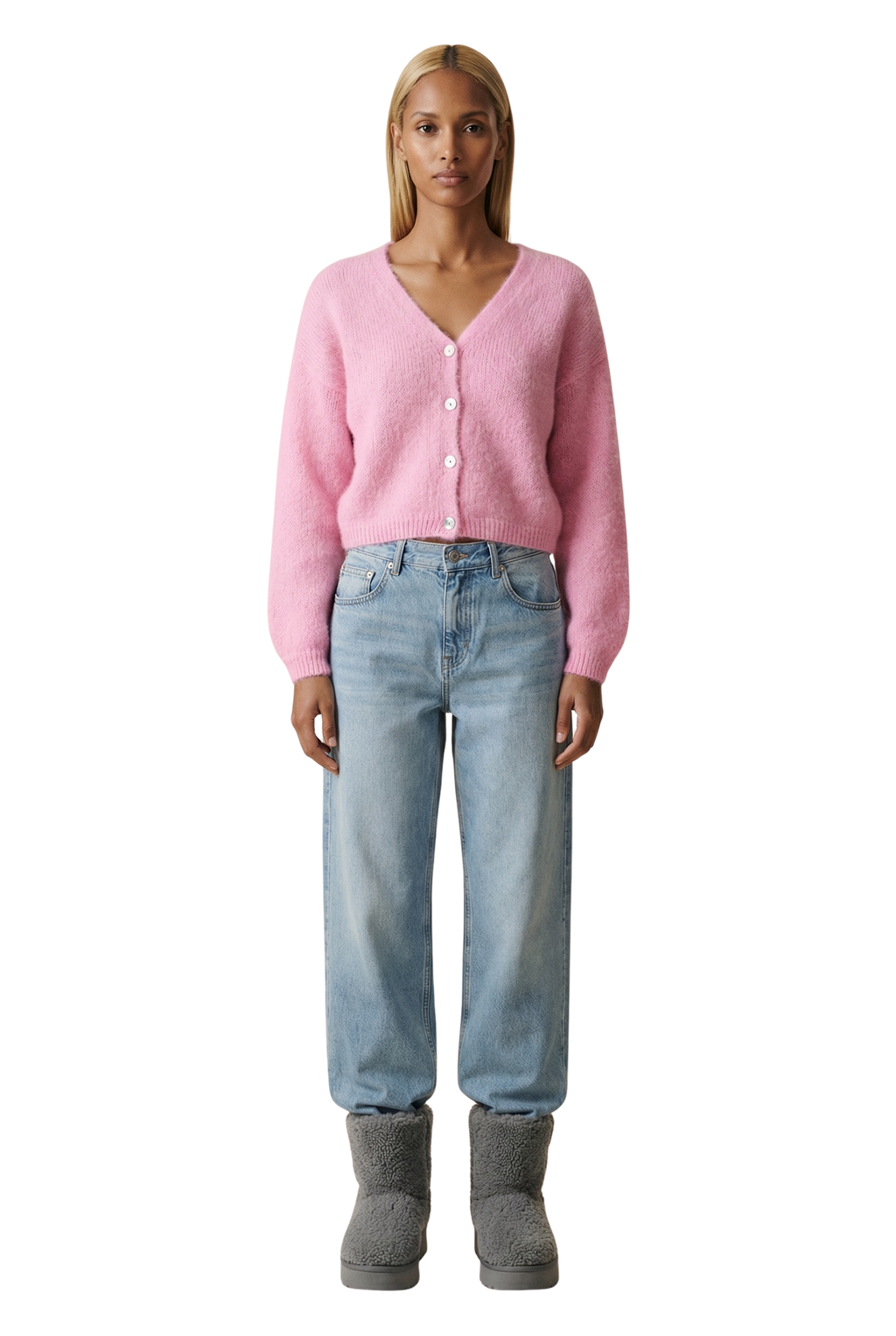 Cornelia Cropped Cardigan, Soft Berry