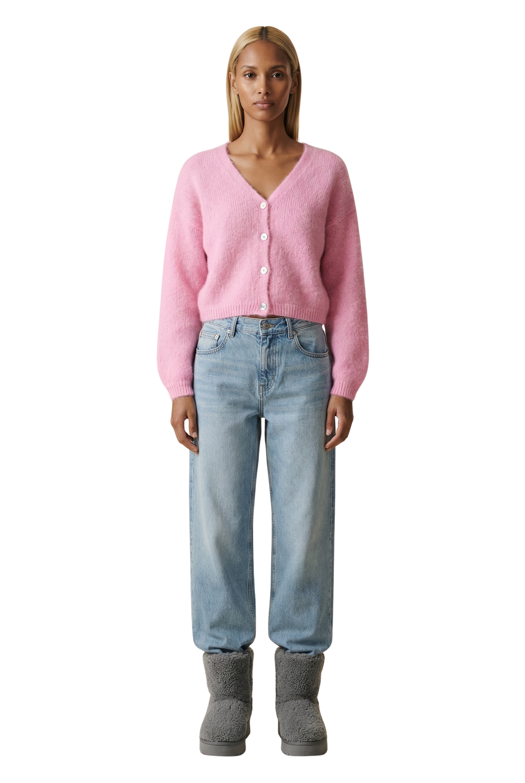 Cornelia Cropped Cardigan, Soft Berry