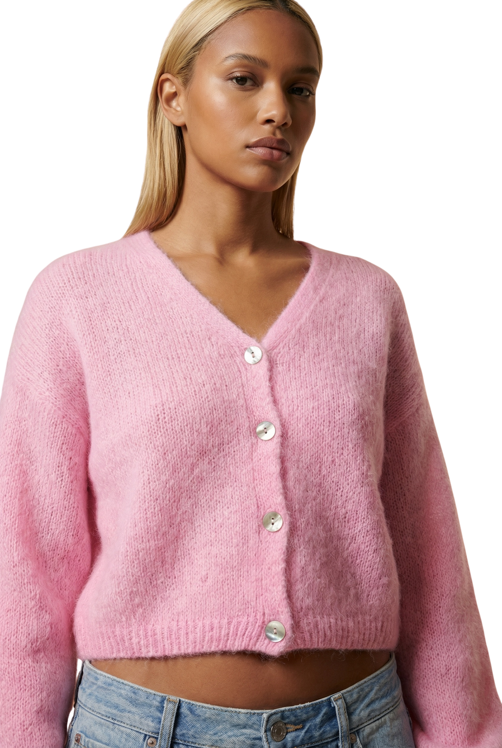 Cornelia Cropped Cardigan, Soft Berry