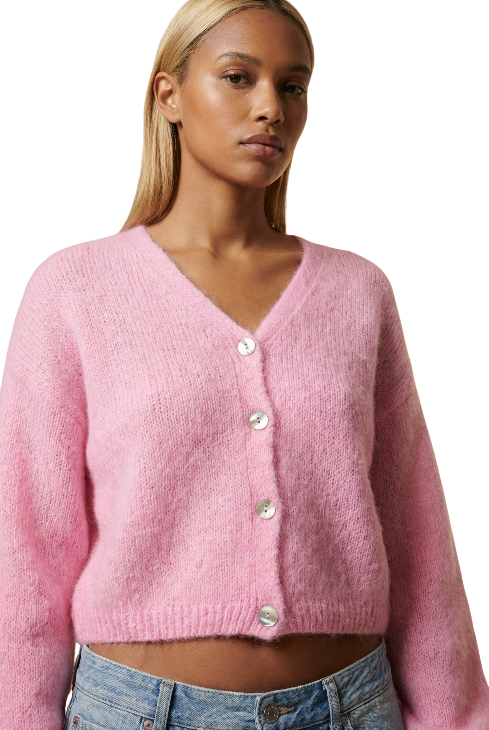 Cornelia Cropped Cardigan, Soft Berry