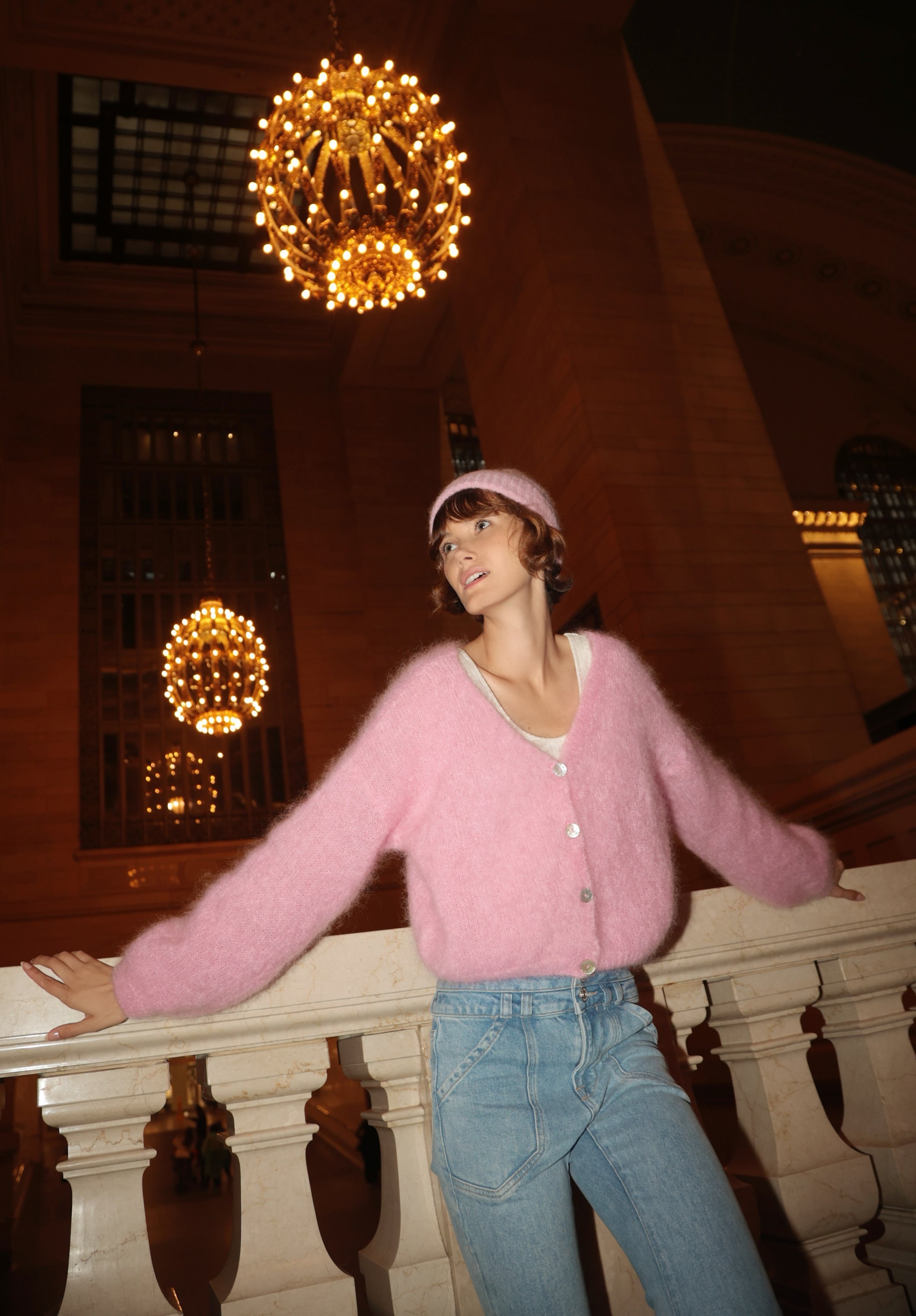Cornelia Cropped Cardigan, Soft Berry