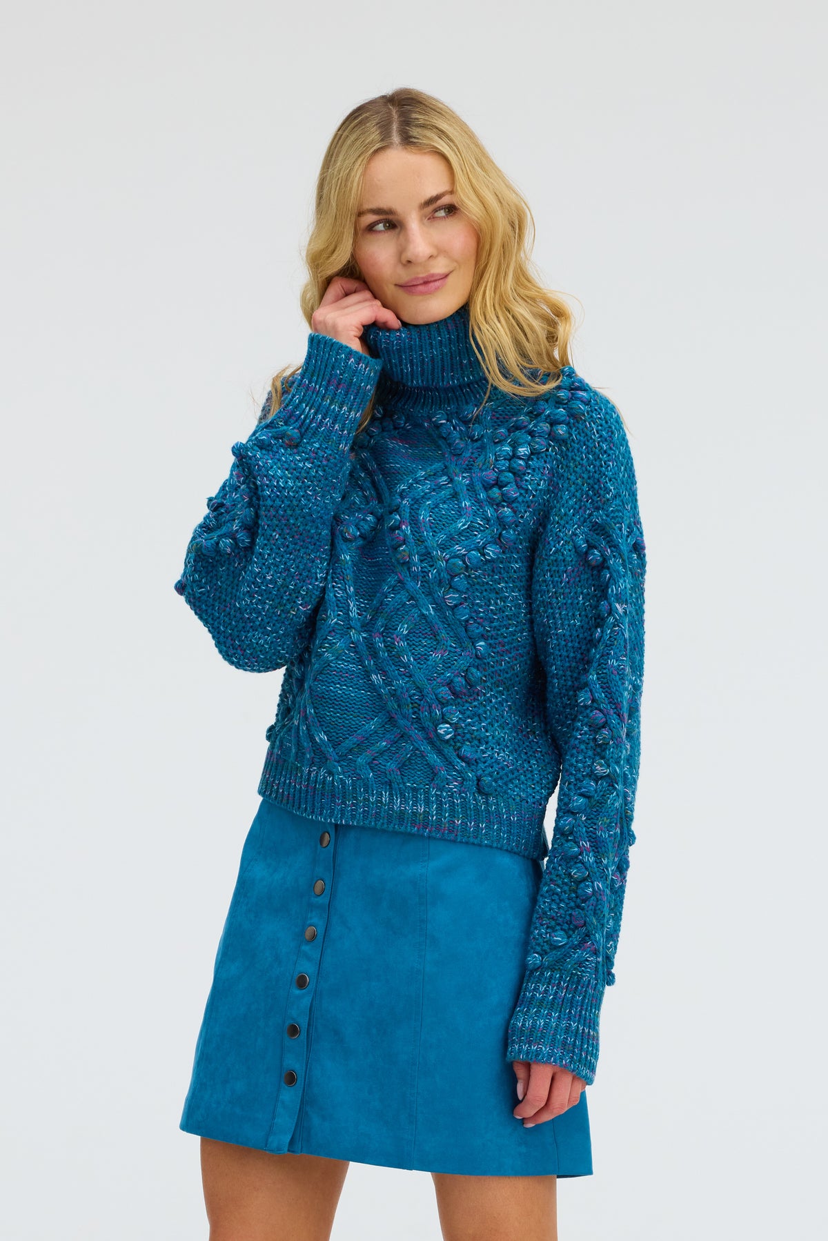 Daphne Sweater, Teal Multi