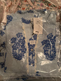 Long Sleeve Floral Pattern Button Up Top, Light Blue