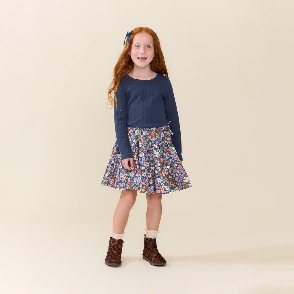 Allie Skirt, True Blue Sketched Floral