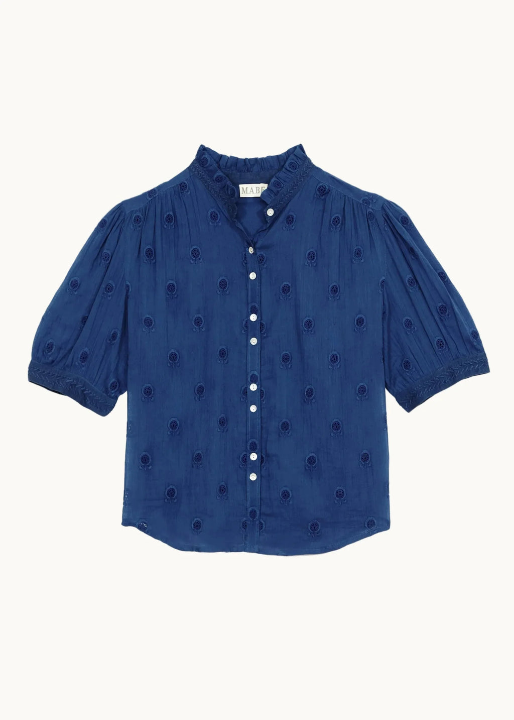 Frani Embroidered Short Sleeve Top, Cobalt