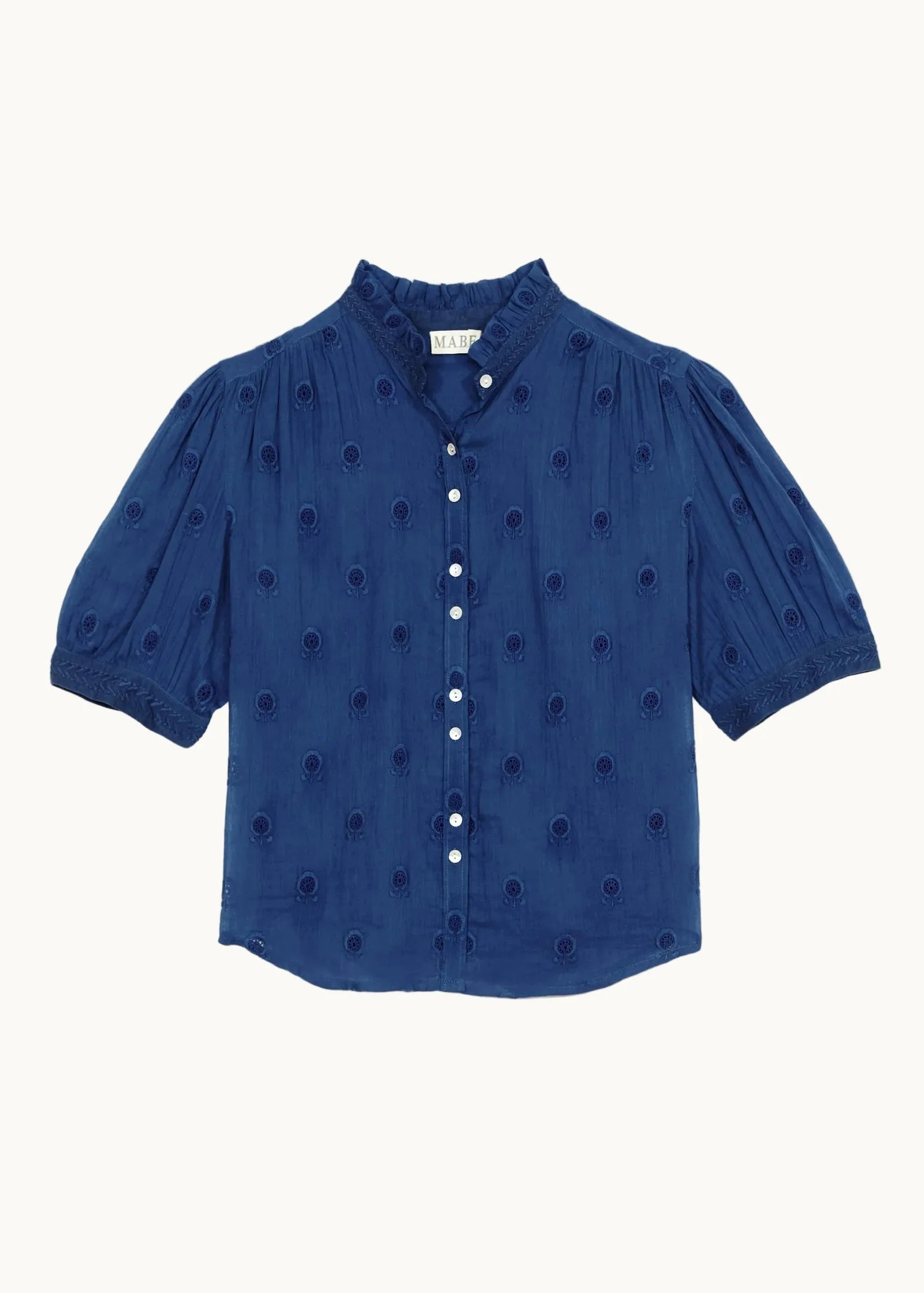 Frani Embroidered Short Sleeve Top, Cobalt