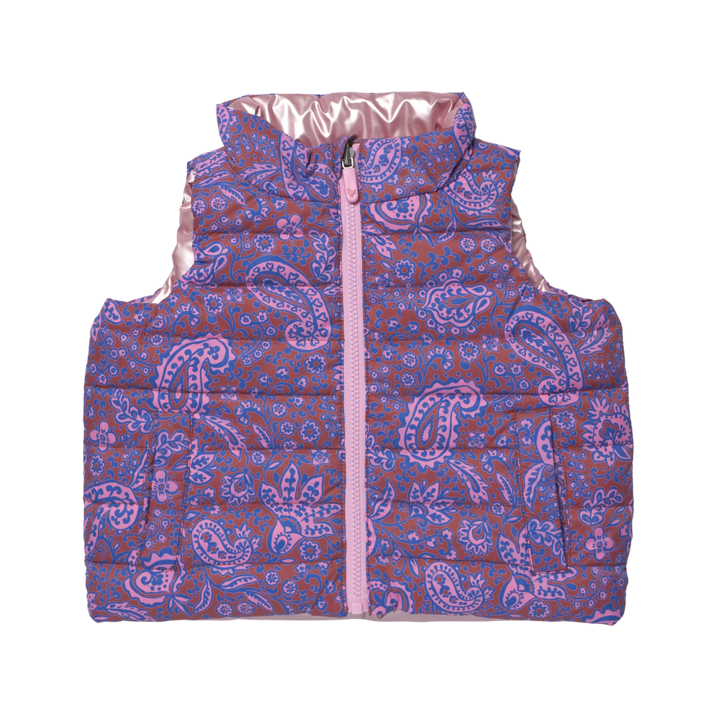 Reversible Riley Vest, Purple Paisley Vines