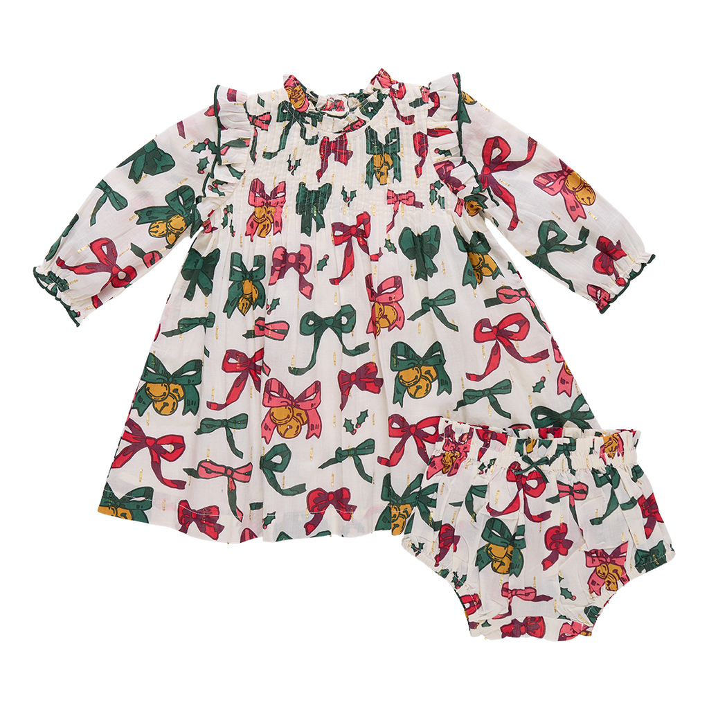 Baby Girls Jaipur Dress Set Christmas Bows & Bells