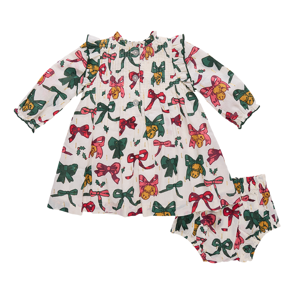 Baby Girls Jaipur Dress Set Christmas Bows & Bells