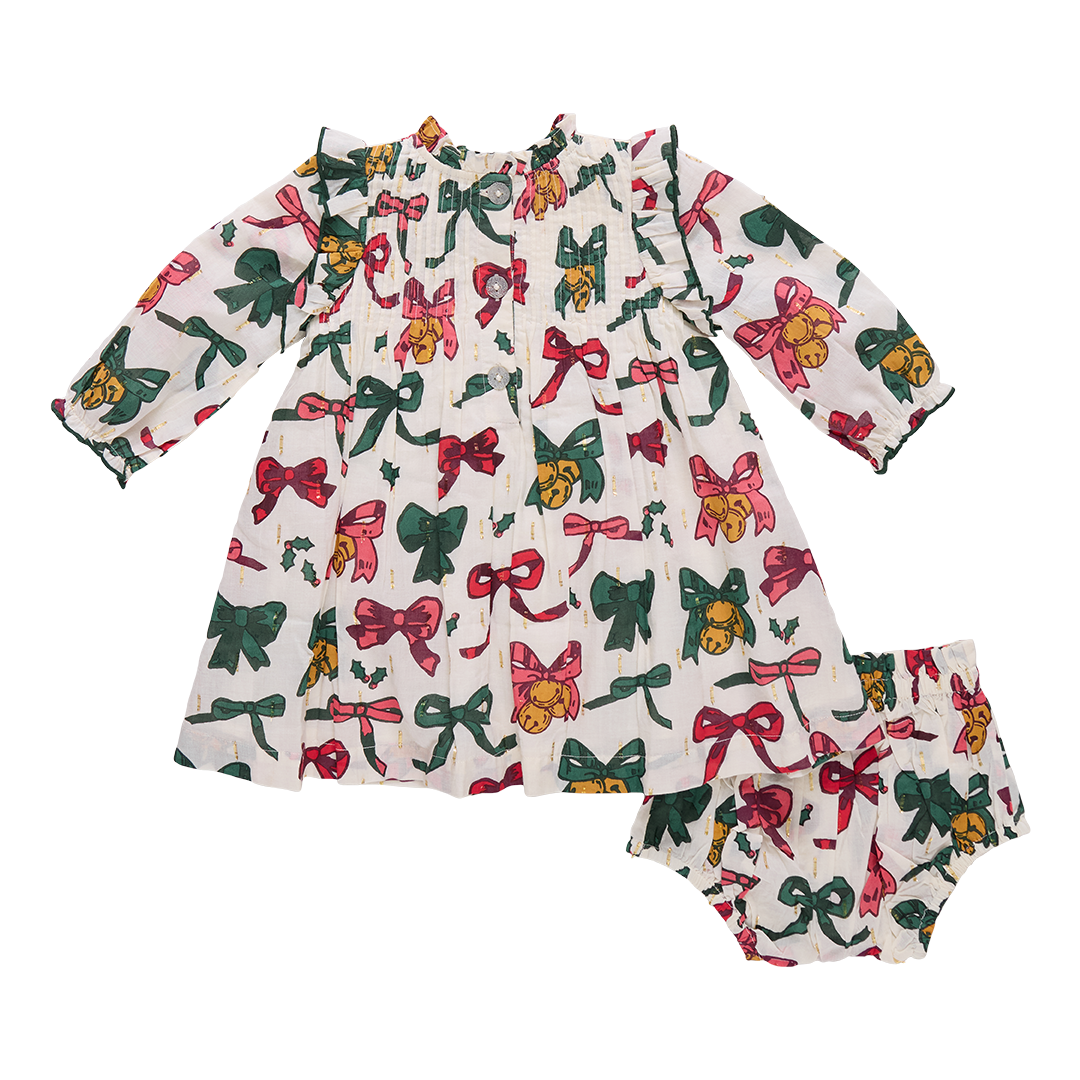 Baby Girls Jaipur Dress Set Christmas Bows & Bells