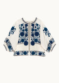 Greta Embroidered Jacket, Ecru & Blue