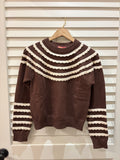 Crochet Ruffle Detail Sweater, Brown