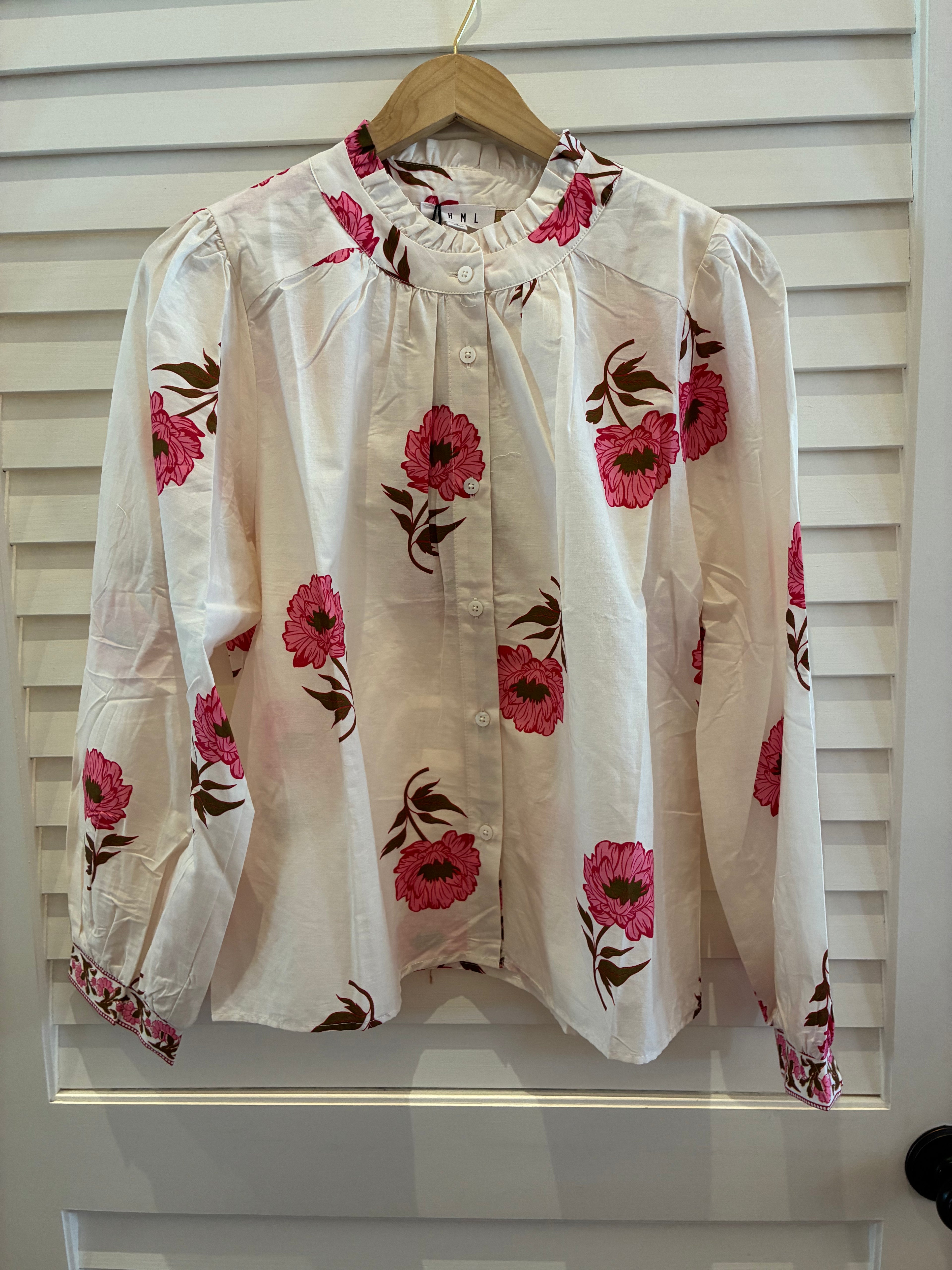 Floral Print Top with Pattern Cuffs