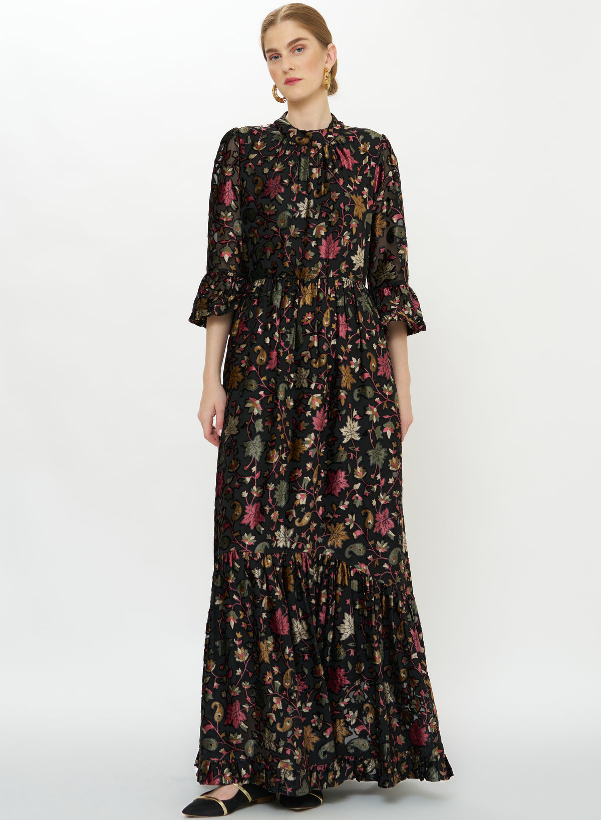 High Neck Bell Maxi, Kathmandu Black