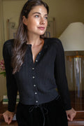 Camilla Pointelle Cardigan, Black