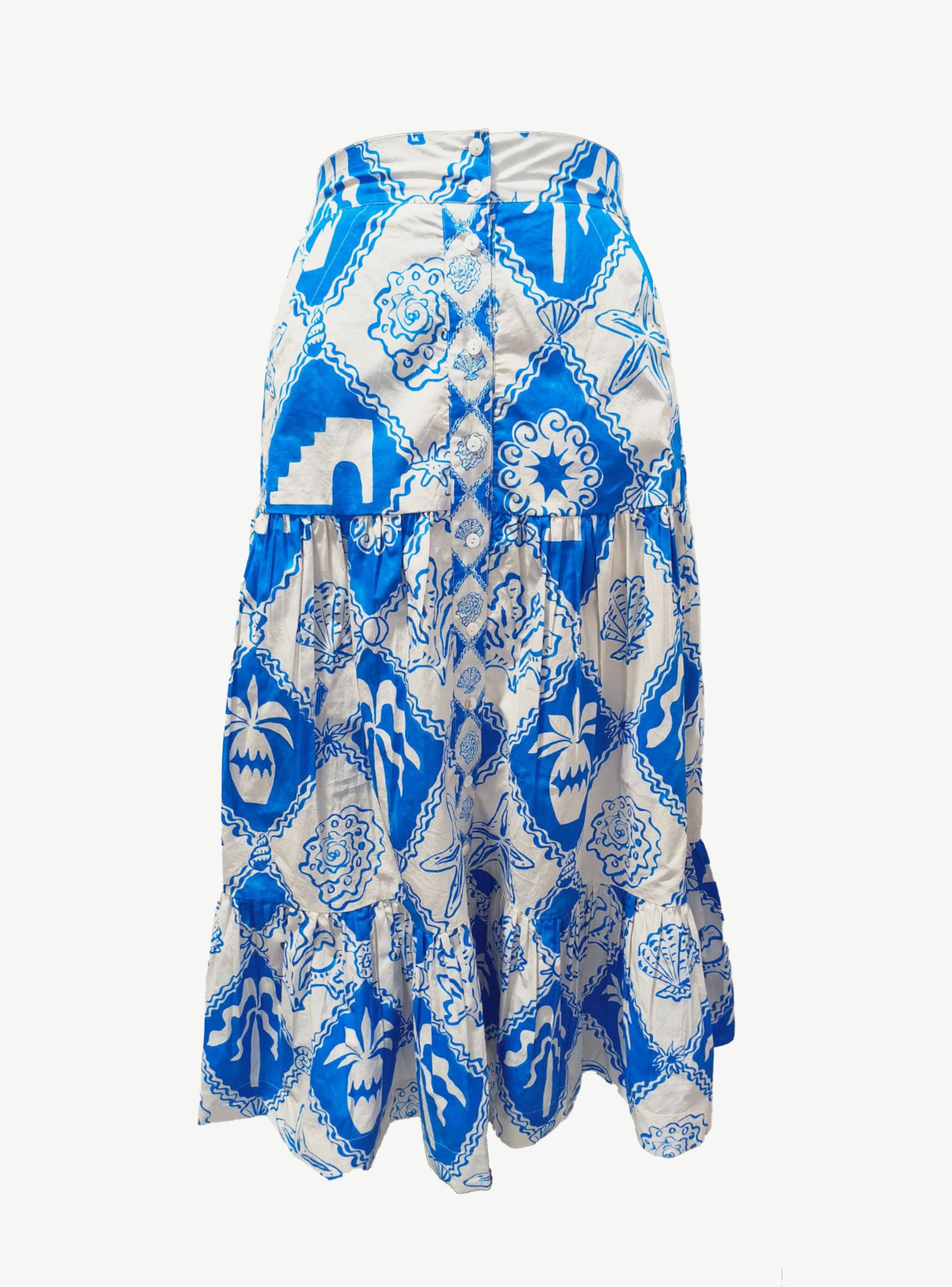 Button Front Skirt, Asterias Blue