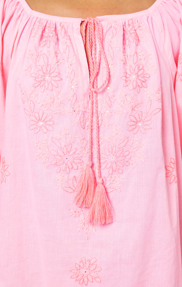 Boho Coverup with Contrast Embroidery