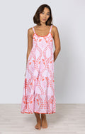 Gingko Print Swing Dress w/ Ric Rac Trim