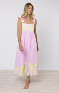 Butterfly Embroidered Tie Shoulder Dress