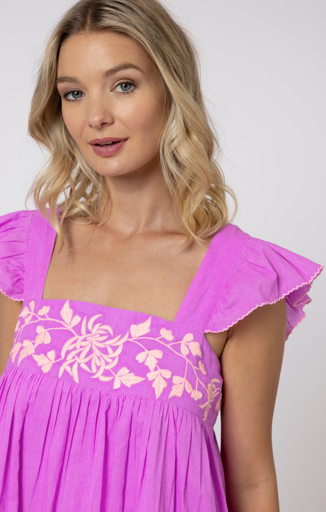 Butterfly Embroidery Babydoll Dress