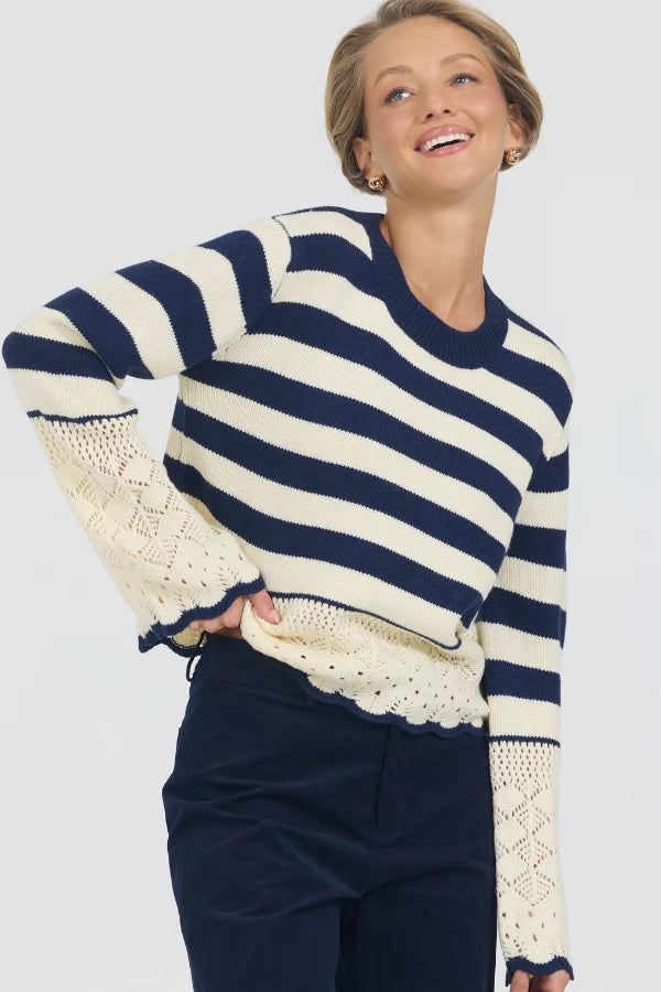 Joyce Sweater, Navy & Cream