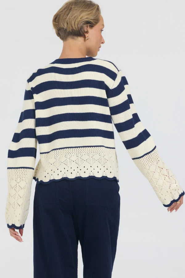 Joyce Sweater, Navy & Cream
