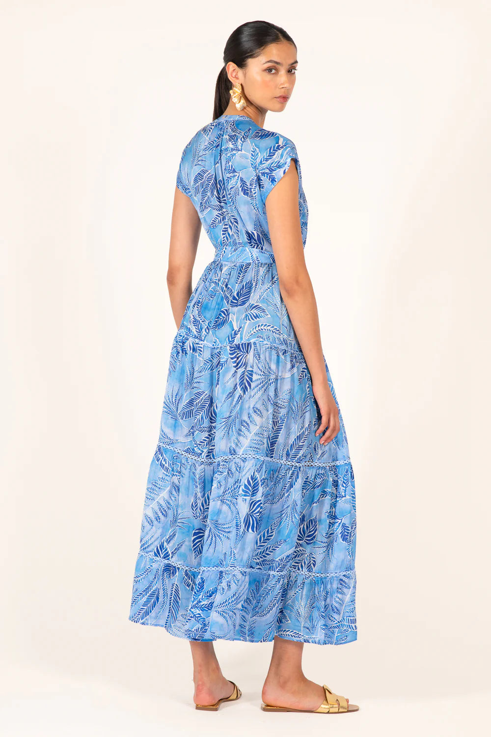 Long Dress Kora, Blue Calathea